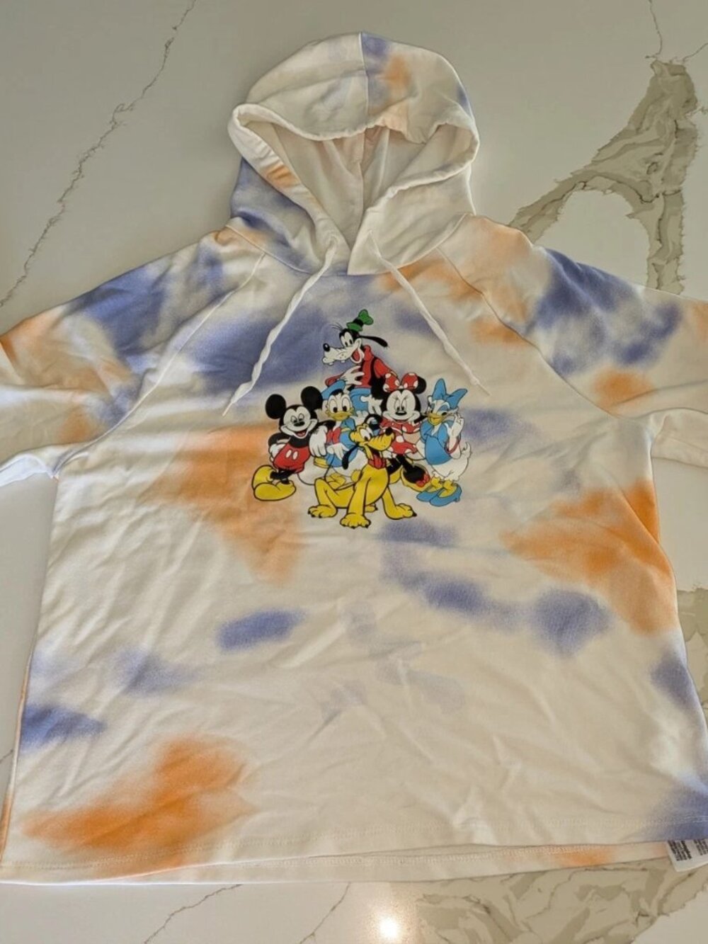 Walt Disney World Mickey and Friends Tie-Dye Cropped Hoodie Size Med Unisex